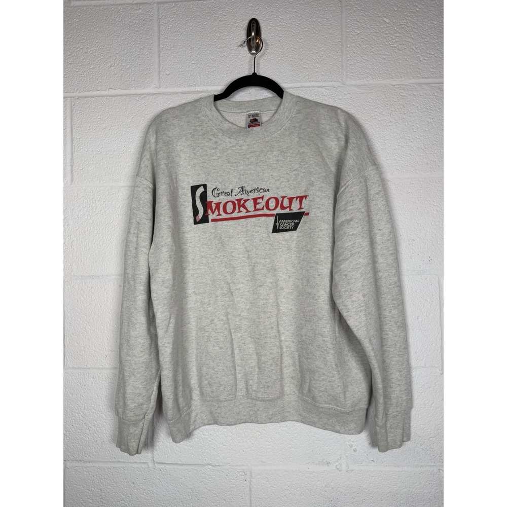 Vintage 90s Fruit of the Loom Smokeout Sweatshirt Crew XL USA Anti Smoking